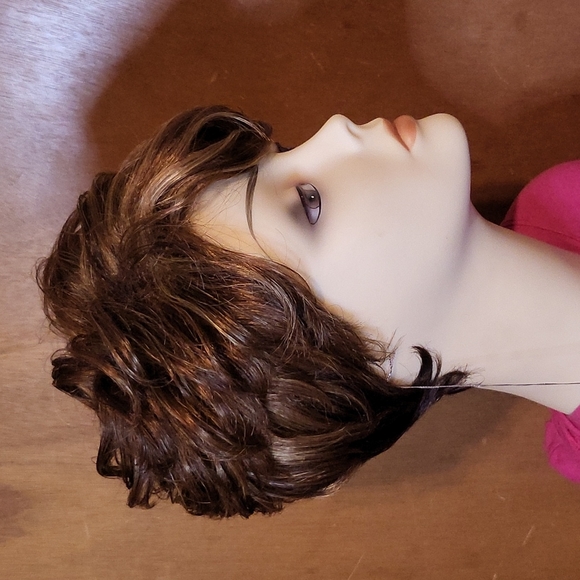 Short Brown / Blonde Curly Wig - Picture 2 of 7